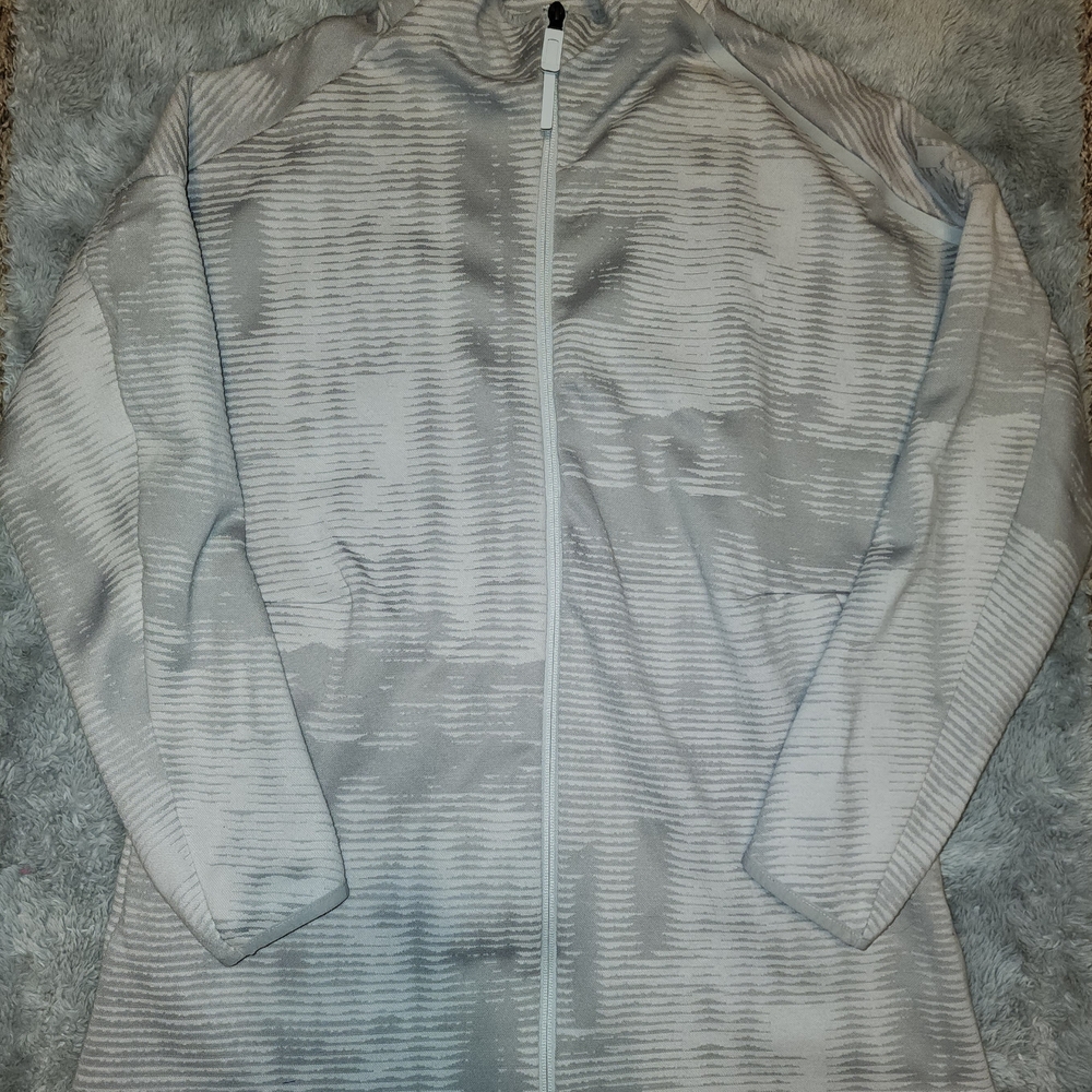 Adidas Womens Full Zip Athletic Jacket Gray Lightweight Running Training Track
